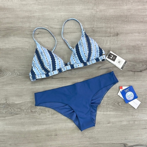 ☀️RIP CURL☀️ NOMAD STRIPE FIXED TRI CLS SURF ECO CHEEKY PANT BIKINI SET - Picture 3 of 14
